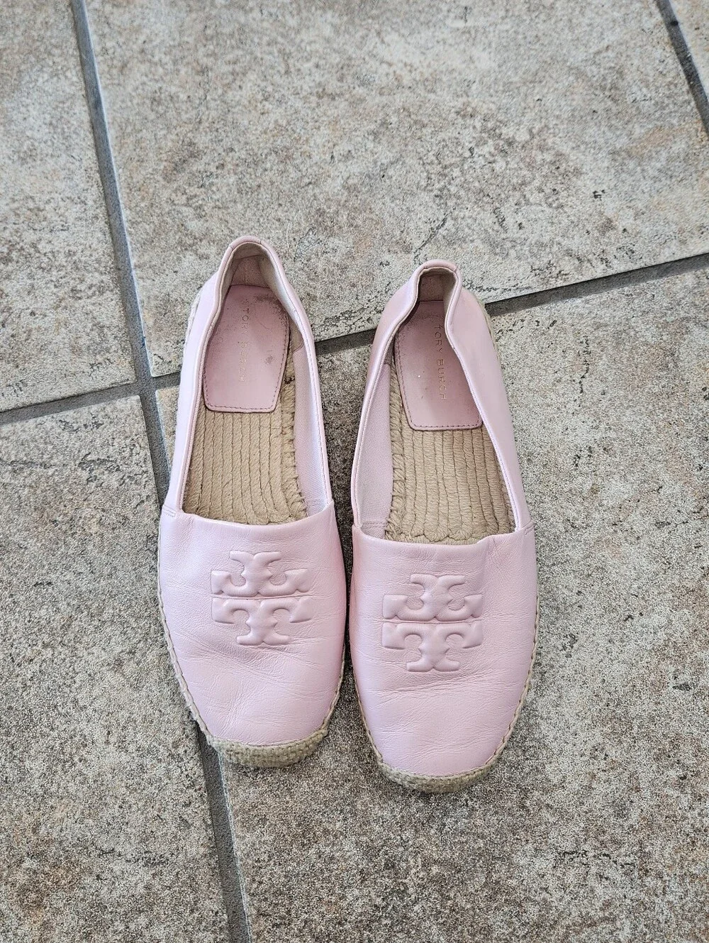 Tory Burch Light Pink Leather Espadrille Flats